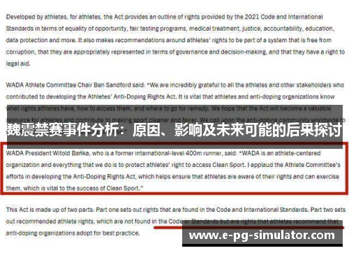 魏震禁赛事件分析：原因、影响及未来可能的后果探讨